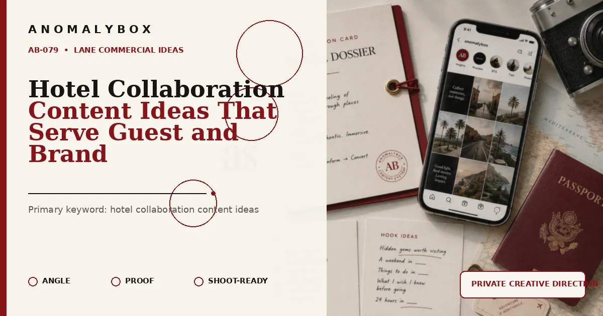 AnomalyBox editorial featured image for Hotel Collaboration Content Ideas That Serve Guest and Brand, showing travel props, location imagery and travel shot planning.
